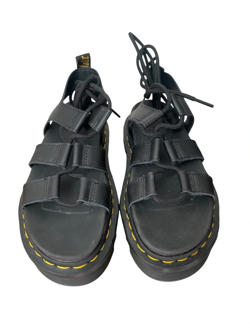 Dr Martens Nartilla Black Gladiator Sandals Women's Sz 37 / 6  Hydro Leather NEW